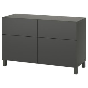 IKEA BESTA (ІKEA БЕСТА), Комбінація полиць із дверцятами/ящиками, 120х42х74 см, 995.080.52 99508052 фото