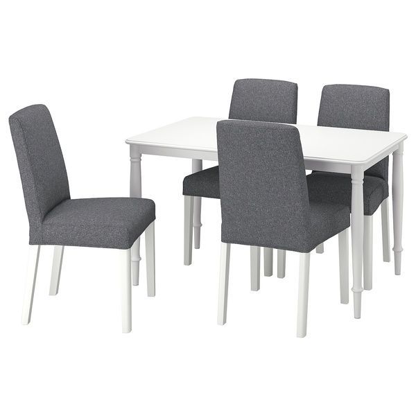 IKEA Стіл і 4 стільці, білий/Gunnared середньо-сірий DANDERYD / BERGMUND, 495.442.55 49544255 фото
