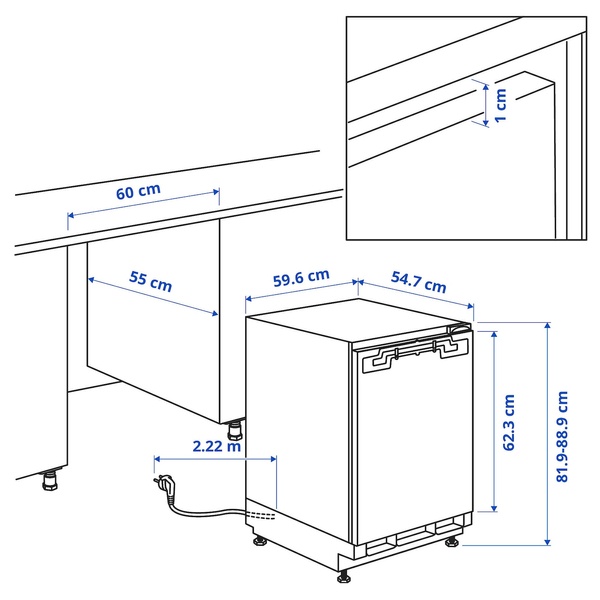 IKEA SMAFRUSEN (ИКЕА СМЕФРУСЕН), Холодильник, устанавливаемый под столешницу, ИКЕА 500 встраиваемый/белый, 134 л, 104.947.70 10494770 фото