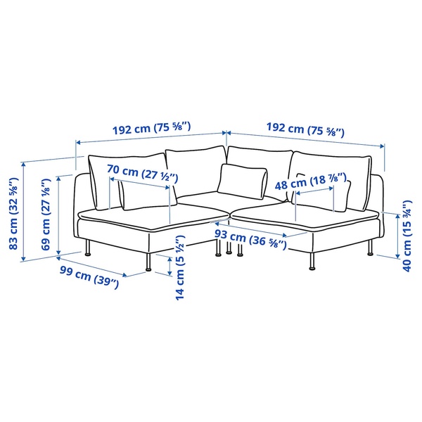 IKEA 3-місний кутовий диван Kelinge кольору іржа SÖDERHAMN, 695.145.87 69514587 фото