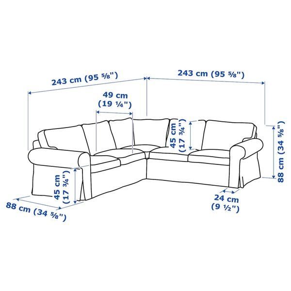 IKEA 4-х місний кутовий диван Хакебо темно-сірий EKTORP, 095.089.85 09508985 фото