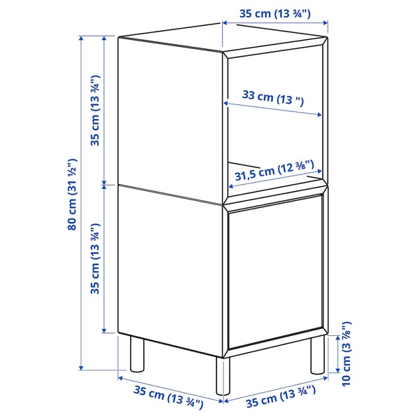 IKEA EKET (ІKEA ЭКЕТ), Комбінація шаф на ніжках, під білий/білий дуб, 35x35x80 см, 192.864.13 19286413 фото