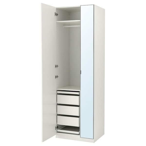 IKEA Гардероб комбінований, білий/дзеркало PAX / FORSAND/&Aring;HEIM, 693.363.97 69336397 фото