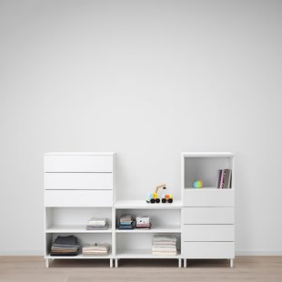 IKEA Комбинация шкафов PLATSA (ИКЕА ПЛАТСА), Книжный шкаф, белый/Фоннес белый, 220x42x133 см, 192.521.25 19252125 фото