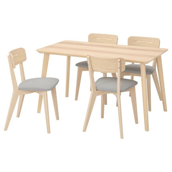 IKEA Стол и 4 стула, ясень/Таллмира белый/черный LISABO / LISABO, 995.548.26 99554826 фото
