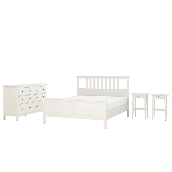 IKEA HEMNES (ІKEA ХЕМНЭС), Набір меблів для спальні 4 предм, біла морилка, 140x200 см, 294.879.82 29487982 фото