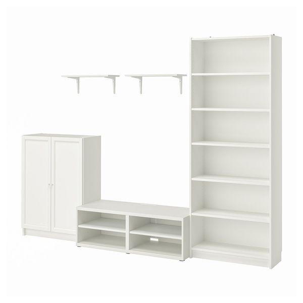 IKEA BILLY / BESTA (ИКЕА БИЛЛИ/БЕСТО), Тумба под ТВ, белый, 280x40x202 см, 893.986.81 89398681 фото