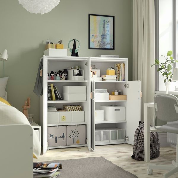 IKEA Книжный шкаф, белый черный/белый/полосатый SM&Aring;STAD / PLATSA, 695.499.83 69549983 фото