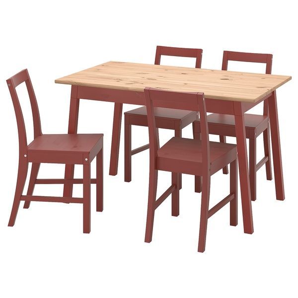 IKEA Стол и 4 стула, светло-коричневая морилка, красная морилка/красная морилка PINNTORP / PINNTORP, 194.844.51 19484451 фото