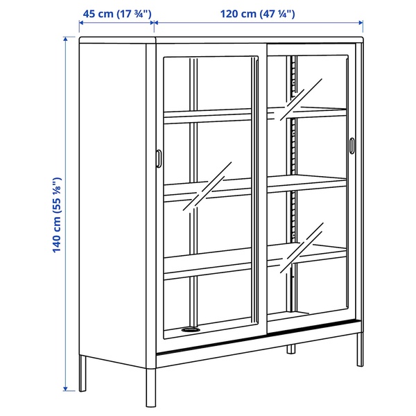 IKEA Шафа-вітрина з розсувними дверима, темно-сіра IDÅSEN, 904.963.84 90496384 фото