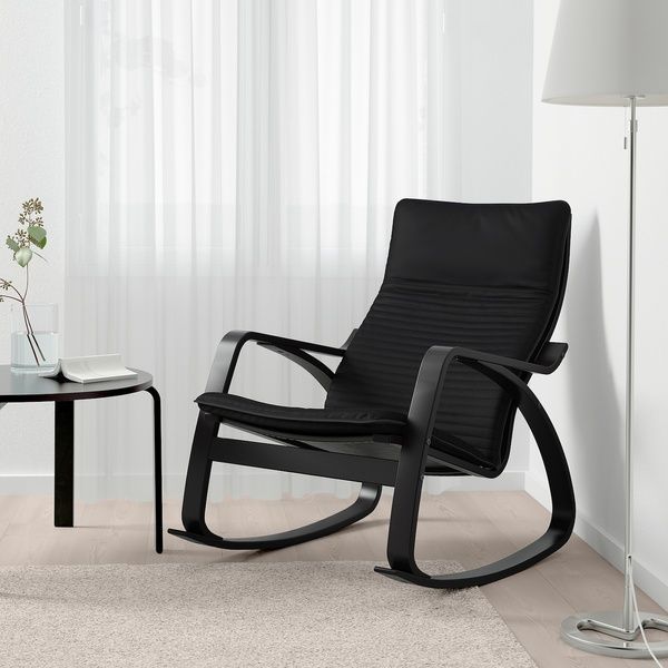 IKEA Кресло-качалка, черно-коричневый/Книса черный PO&Auml;NG, 394.292.32 39429232 фото