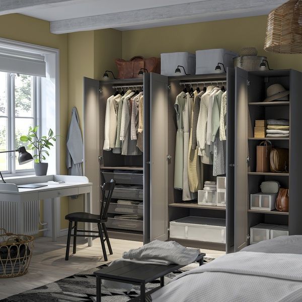 IKEA Гардероб комбінований, темно-сірий/темно-сірий PAX / GULLABERG, 795.615.83 79561583 фото