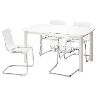 IKEA Стіл та 4 стільці, білий/прозорий STRANDTORP / TOBIAS, 393.886.70 39388670 фото