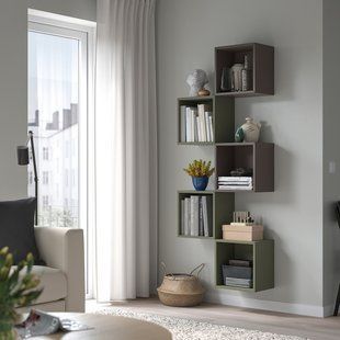 IKEA Комбинация навесных шкафов, разноцветный/серо-зеленый EKET, 395.216.74 39521674 фото