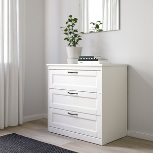 IKEA Комод SONGESAND (ІKEA СОНГЕСАНД), Комод, 3 ящики, білий, 903.668.39 90366839 фото