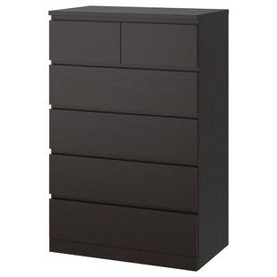 IKEA MALM (ІKEA МАЛЬМ), Комод, 6 висувних ящиків, czarnobrąz, 704.036.06 70403606 фото