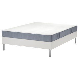 IKEA Ліжко Continental, Vester&ouml;y середньої жорсткості/блакитний білий LYNG&Ouml;R, 695.533.95 69553395 фото