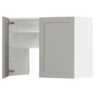 IKEA Витяжна шафа з полицею/дверцями, білий/Lerhyttan світло-сірий METOD, 395.044.05 39504405 фото