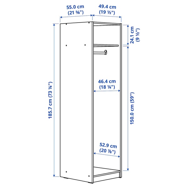 IKEA GURSKEN (ИКЕА ГУРСКЕН), Гардероб, светло-бежевый, 49x55x186 см, 204.863.26 20486326 фото