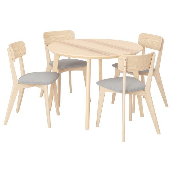IKEA Стіл і 4 стільці, ясен/талміра білий/чорний LISABO / LISABO, 795.548.51 79554851 фото
