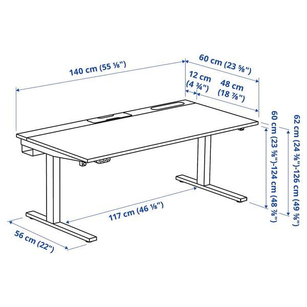 IKEA Письменный стол с регулируемой высотой, электрический, ясеневый шпон, крашенный в черный цвет/черный MITTZON, 095.282.57 09528257 фото