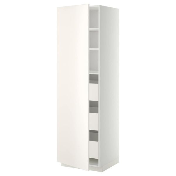 IKEA METOD/MAXIMERA (ІKEA МЕТОДЫ / MAXIMERA), Тумба висока з ящиками, білий, Veddinge білий, 60x60x200 см, 393.787.65 39378765 фото