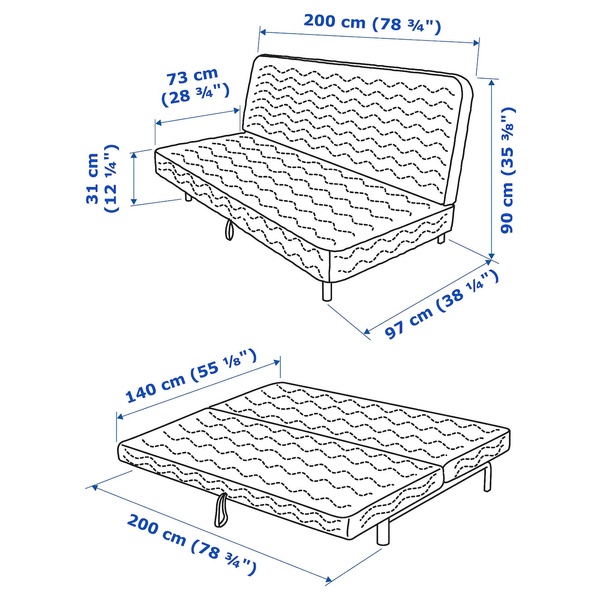 IKEA 3-місний диван-ліжко, матрац з кишеньковими пружинами/Naggen beige NYHAMN, 594.946.17 59494617 фото