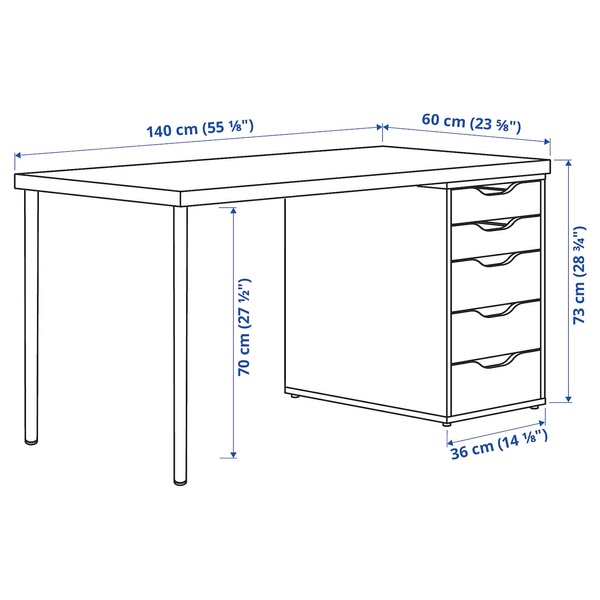 IKEA Стіл письмовий, береза/білий MÅLSKYTT / ALEX, 794.178.02 79417802 фото