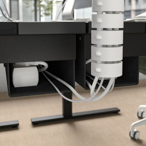 IKEA Письменный стол с регулируемой высотой, электрический, ясеневый шпон, крашенный в черный цвет/черный MITTZON, 095.282.57 09528257 фото