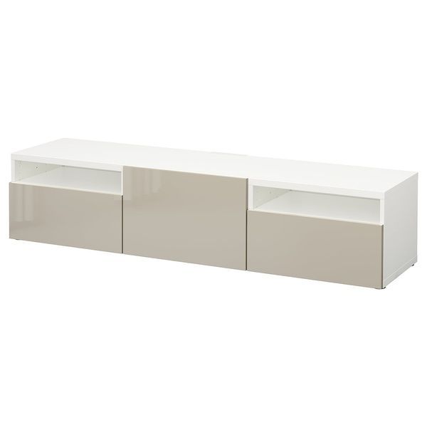 IKEA Подставка под телевизор, белый/Сельсвикен глянцевый бежевый BEST&Aring;, 093.990.76 09399076 фото