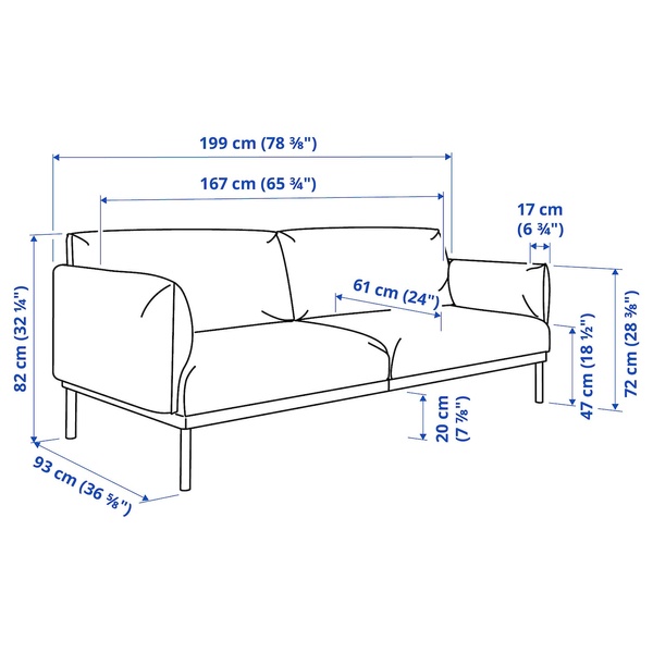 IKEA APPLARYD (ІKEA АППЛАРИД), Диван 2-місний, Лейде сіро-чорний, 205.062.25 20506225 фото