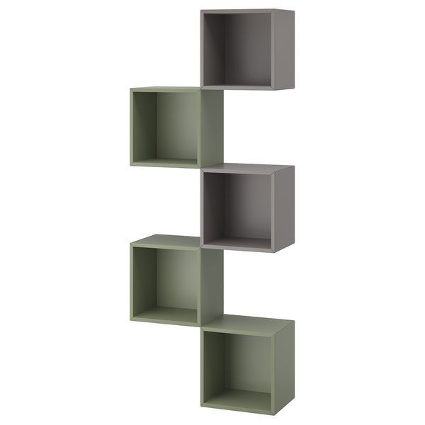IKEA Комбінація навісної шафи різнокольоровий/сіро-зелений EKET, 395.216.74 39521674 фото