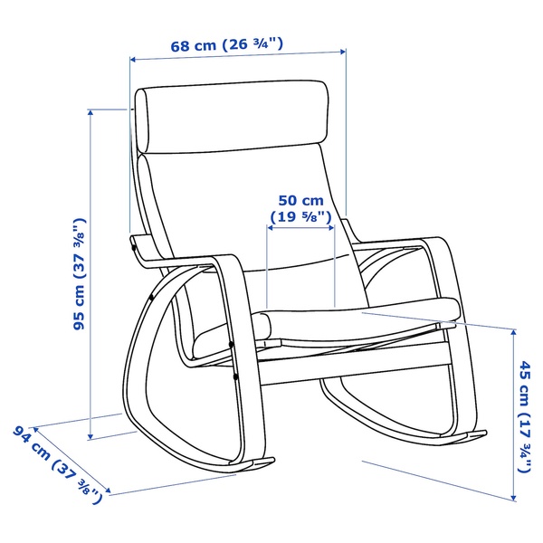 IKEA Крісло-гойдалка, чорно-коричневий/Hillared бежевий POÄNG, 494.291.75 49429175 фото