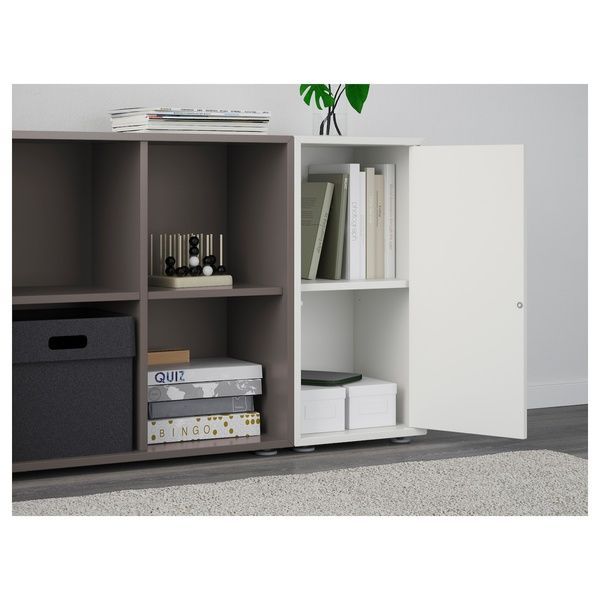 IKEA Шафа комбінація з ніжками, білий/темно-сірий EKET, 791.908.70 79190870 фото