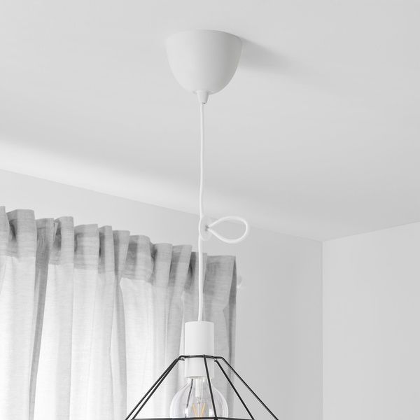 IKEA Патрон с кабелем, белая ткань SUNNEBY, 204.201.75 20420175 фото