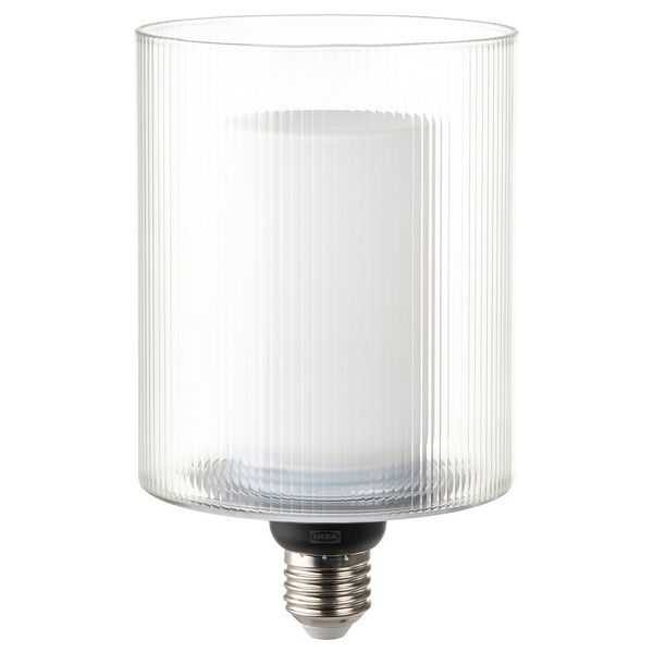 IKEA Светодиодная лампа E27 150 люмен, стеклянный/полосатый цилиндр MOLNART, 905.862.14 90586214 фото