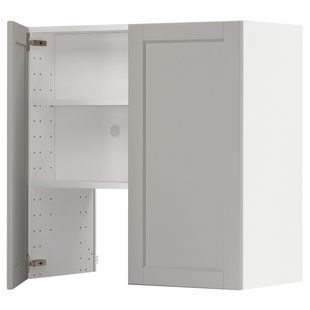 IKEA METOD (ІKEA МЕТОДЫ), Шафа-витяжка з полицею/дверима, білий/Лериттан світло-сірий, 80х80 см, 395.043.49 39504349 фото