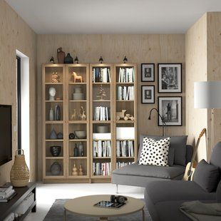 IKEA Комбинация стеллажей со стеклянными дверцами, имитация. дуб BILLY / OXBERG, 994.835.32 99483532 фото