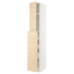 IKEA Шкаф 1/4 дверцы, белый/Аскерсунд, узор светлый ясень METOD / MAXIMERA, 094.563.21 09456321 фото