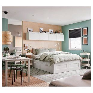 IKEA Каркас кровати с ящиками, белый/Лейрсунд BRIMNES, 390.196.64 39019664 фото
