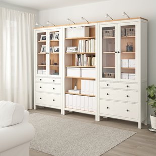 IKEA HEMNES (ІKEA ХЕМНЭС), Комбінація regałowa з дверей/ящики з п, білий бейц, світло-коричневий, 270x197 см, 093.840.51 09384051 фото