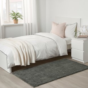 IKEA LINDKNUD (ІKEA ЛИНДКНУД), Килимок, довгий ворс, темно-сірий, 80x150 см, 504.787.25 50478725 фото