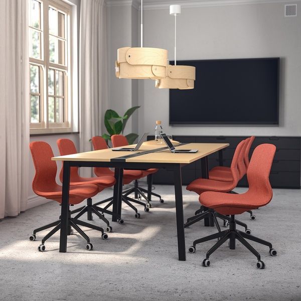 IKEA Стол для переговоров, береза/черный шпон MITTZON, 595.333.84 59533384 фото