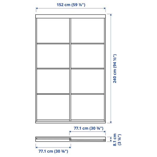 IKEA SKYTTA/MEHAMN (ІKEA СКЫТТА/МЕХАМН), Комбінація розсувних дверей, білий/під вибілений дуб, 2 сторони, 152x240 см, 894.240.48 89424048 фото