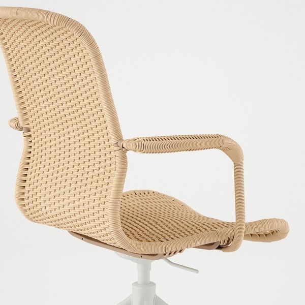 IKEA Вращающееся кресло с подлокотниками, бежевый/белый STIGBYGEL, 505.564.31 50556431 фото