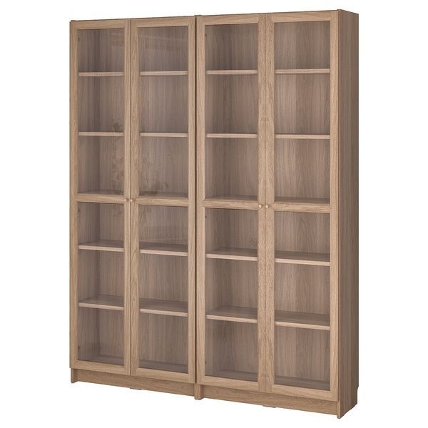IKEA Комбинация стеллажей со стеклянными дверцами, имитация. дуб BILLY / OXBERG, 994.835.32 99483532 фото