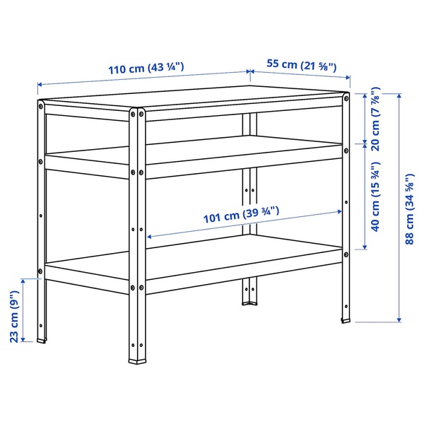 IKEA BROR (ИКЕА БРОР), Верстак, фанера серо-зеленый/сосна, 110х55 см., 105.473.87 10547387 фото