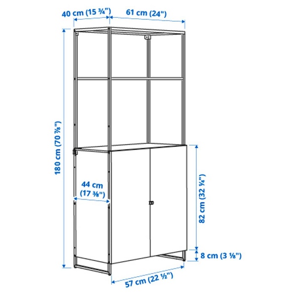 IKEA JOSTEIN (ІKEA ЖОСТЕЙН), Стелаж з дверцятами, вхід/вихід/білий, 61x44x180 см, 094.372.38 09437238 фото