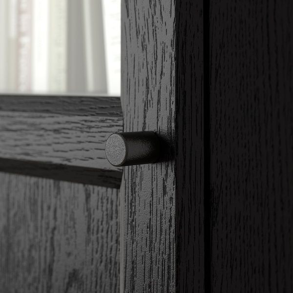 IKEA Книжный шкаф с панельными/стеклянными дверцами, имитация черного цвета. дуб BILLY / OXBERG, 394.833.37 39483337 фото