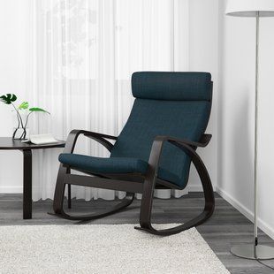 IKEA Крісло-гойдалка, чорно-коричневий/Hillared темно-синій PO&Auml;NG, 894.291.64 89429164 фото